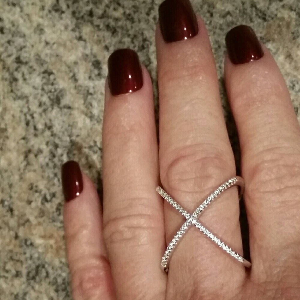 .925 Genuine White Topaz Bypass Ring - Picture 5 of 5